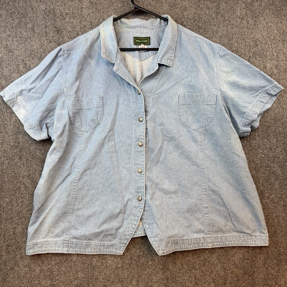 Vintage Willowbend Denim Shirt Womens 3X Made in USA Button Front Blue SmallSize